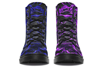 Purple & Indigo Roses Vegan Combat Boots | ANTIBrand