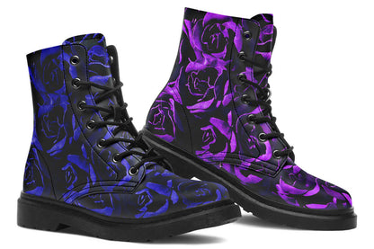 Purple & Indigo Roses Vegan Combat Boots | ANTIBrand