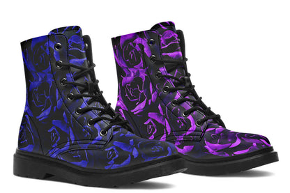 Purple & Indigo Roses Vegan Combat Boots | ANTIBrand