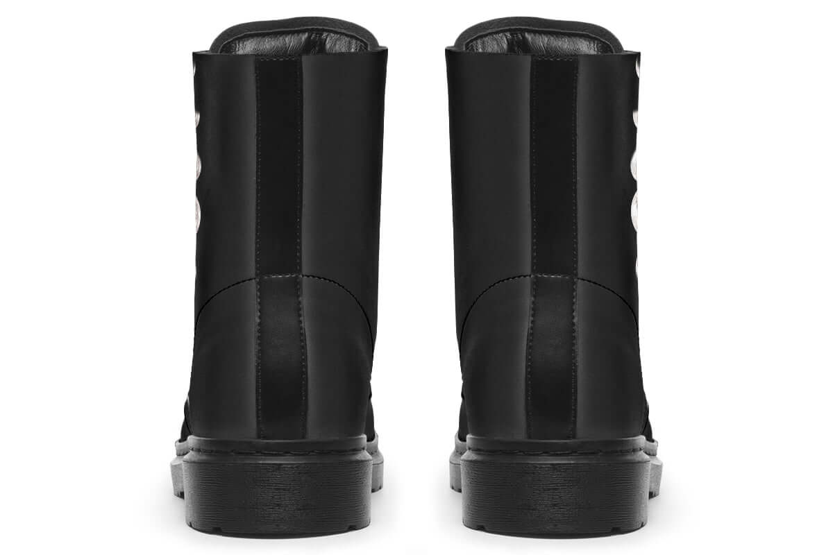 Black leather boots on a white background