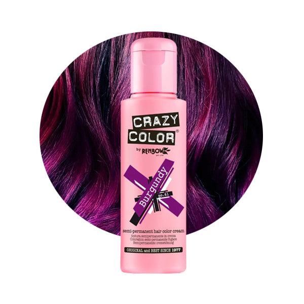 Crazy Colour Semi Permanent Hair Dye - Burgundy - Kate's Clothing