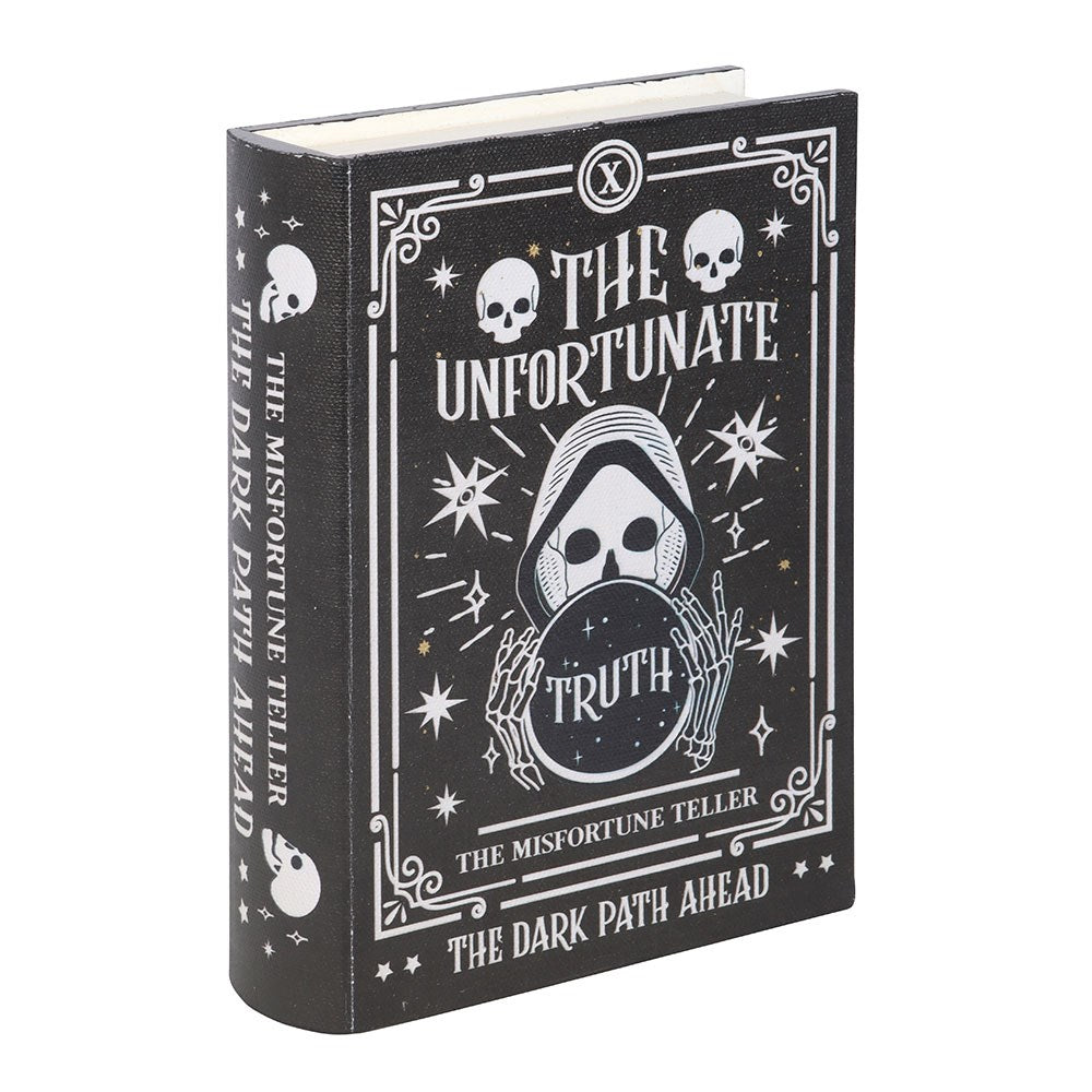 Gothic Gifts The Unfortunate Truth Book Storage Box featuring dark artwork and cryptic details. Book Storage Box.
