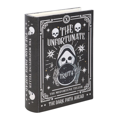 Gothic Gifts The Unfortunate Truth Book Storage Box featuring dark artwork and cryptic details. Book Storage Box.