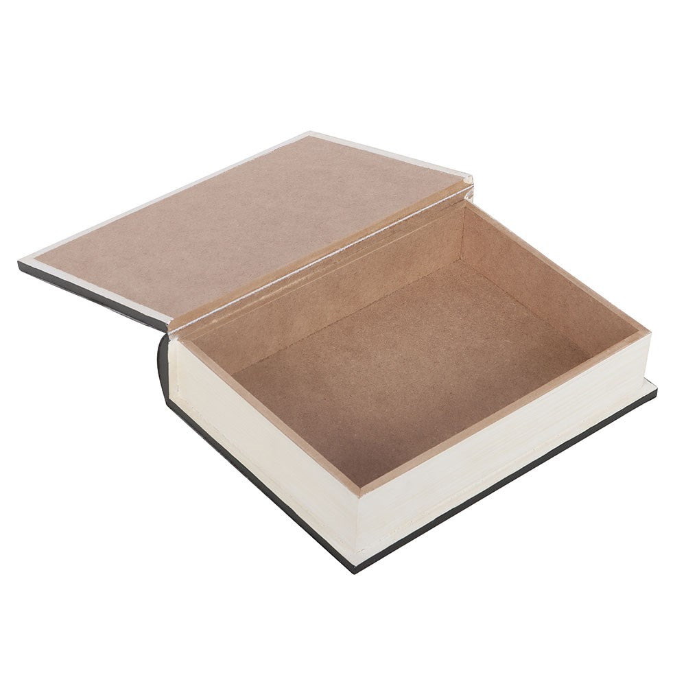 Open Gothic Gifts The Unfortunate Truth Book Storage Box showing empty interior space for secrets.
