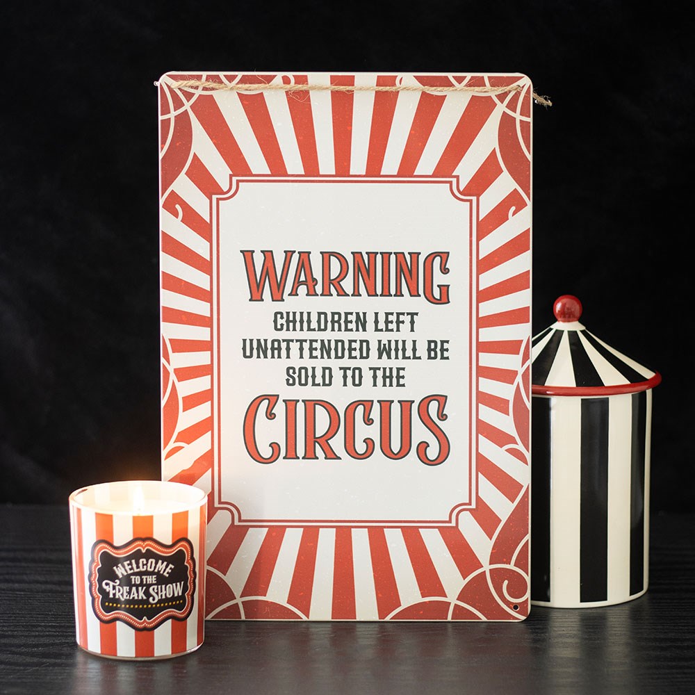 Gothic Gifts Warning Circus Metal Wall Sign