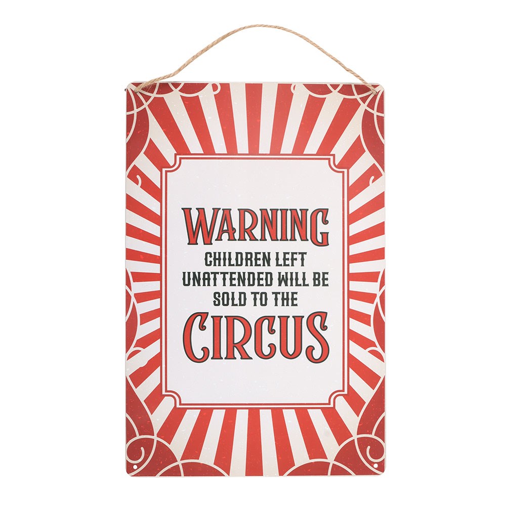 Gothic Gifts Warning Circus Metal Wall Sign