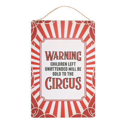 Gothic Gifts Warning Circus Metal Wall Sign