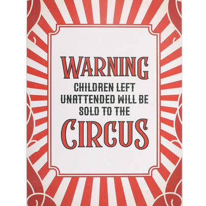 Gothic Gifts Warning Circus Metal Wall Sign