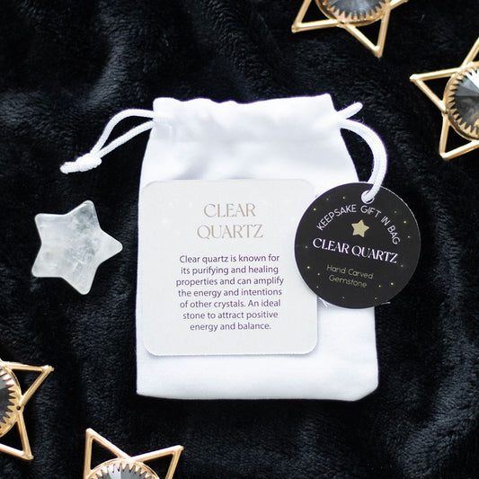 Gothic Gifts Clear Quartz Crystal Star in a Bag - Kate's Clothing