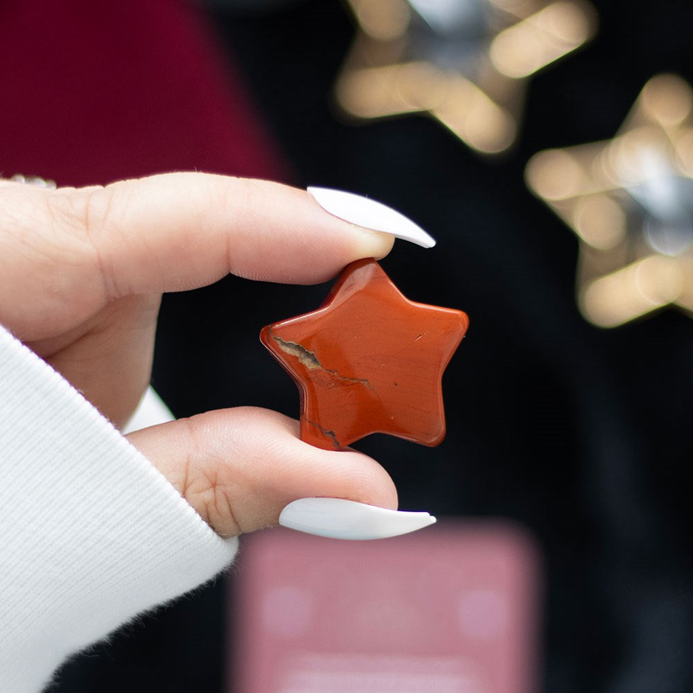 Gothic Gifts Red Jasper Crystal Star in a Bag