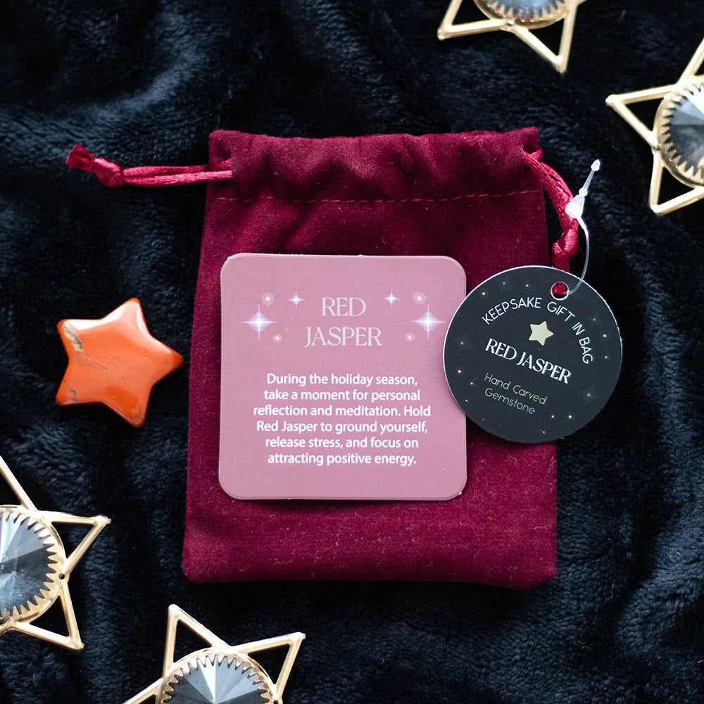 Gothic Gifts Red Jasper Crystal Star in a Bag