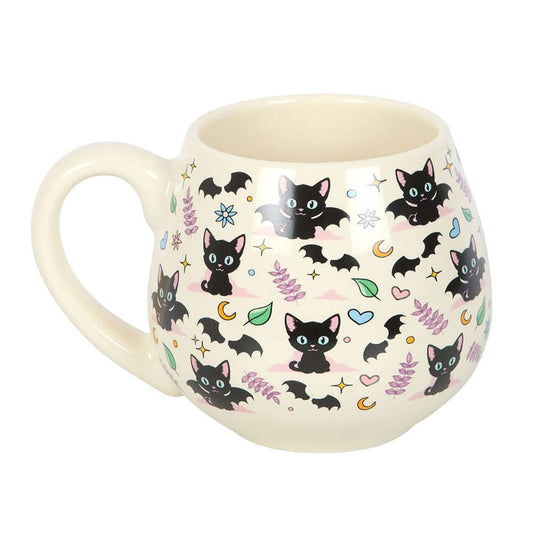 Gothic Gifts Cute and Creepy Cat Print Rounded Mug