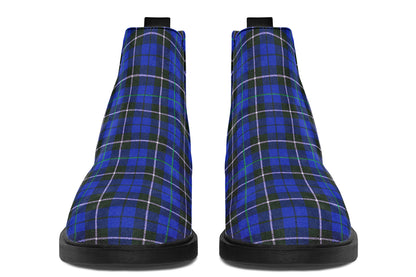 ANTIBrand – Blue Tartan Chelsea Boots