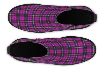 ANTIBrand – Pink Tartan Chelsea Boots