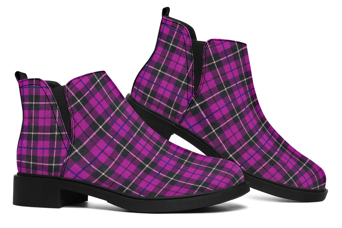 ANTIBrand – Pink Tartan Chelsea Boots