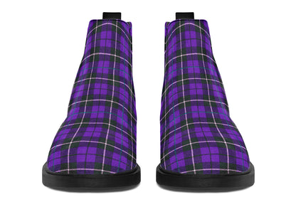 ANTIBrand – Purple Tartan Chelsea Boots