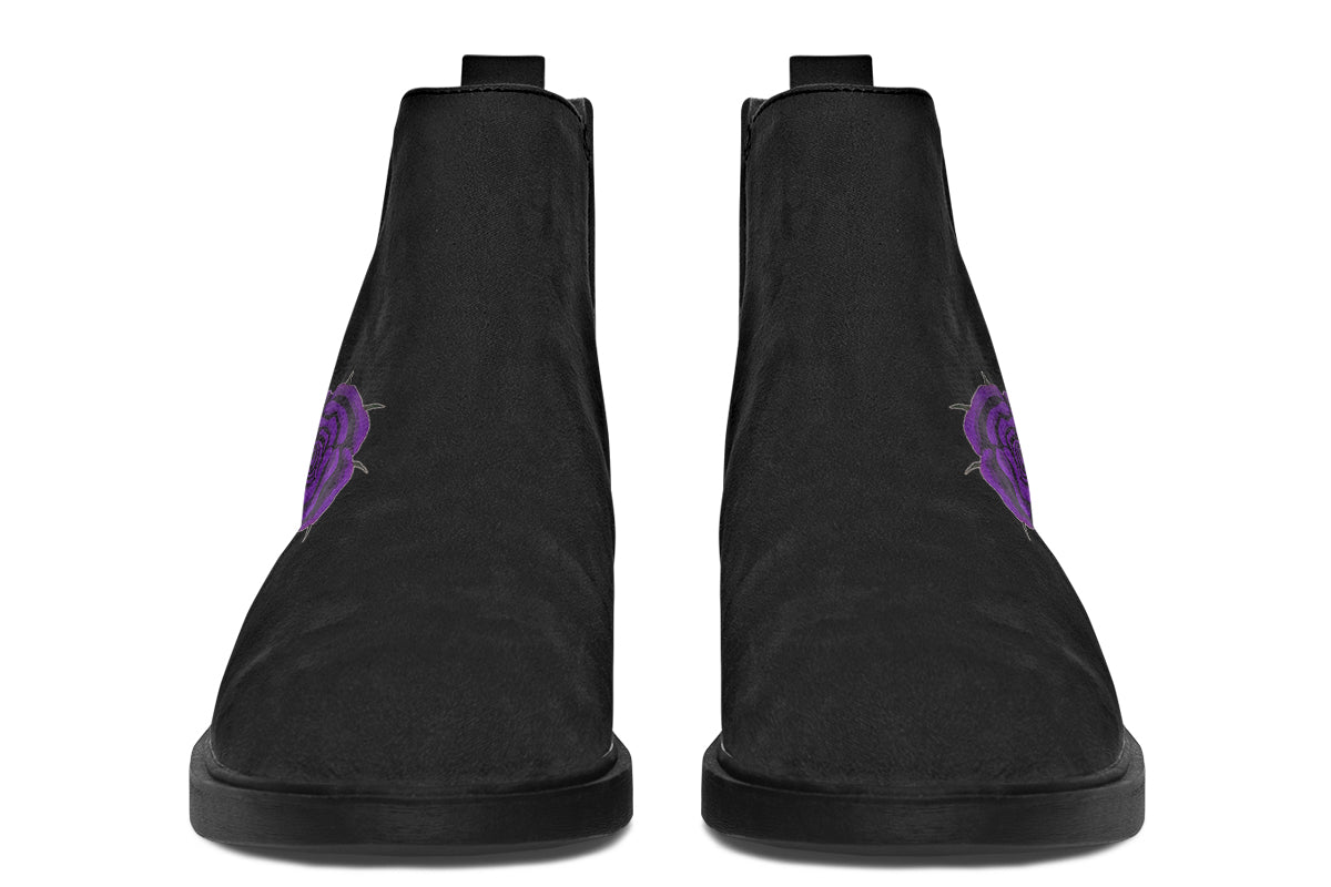 ANTIBrand Rose Painting Purple Chelsea Boots