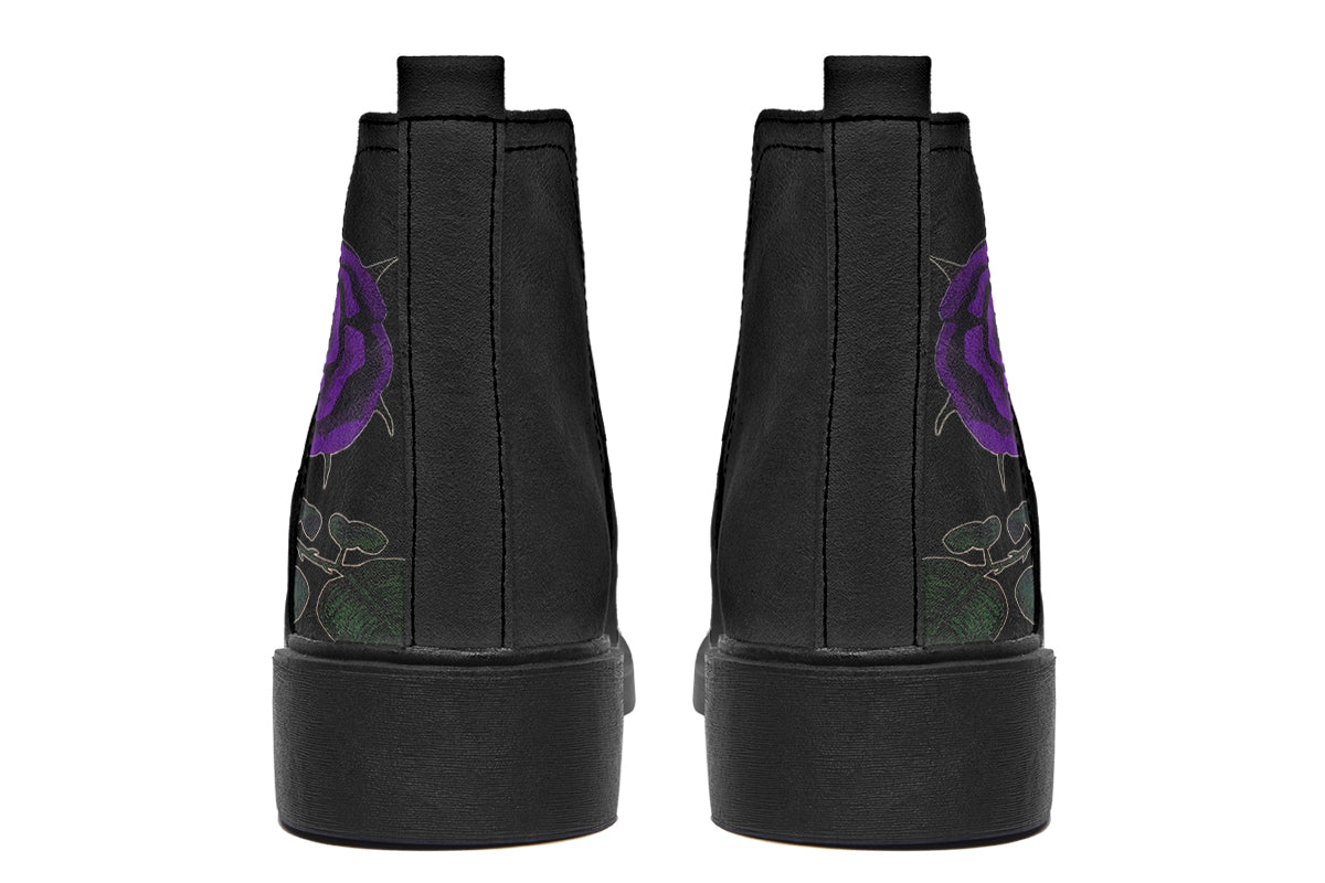 ANTIBrand Rose Painting Purple Chelsea Boots