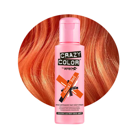 Crazy Colour Semi Permanent Hair Dye - Coral Red - Kate's Clothing