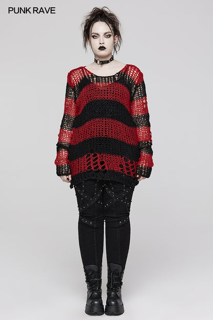 Punk Rave Cosima Knit Sweater - Red - Kate's Clothing