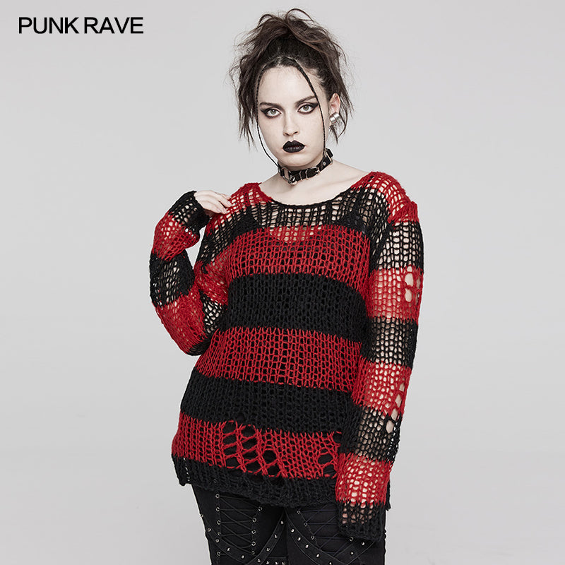 Punk Rave Cosima Knit Sweater - Red - Kate's Clothing