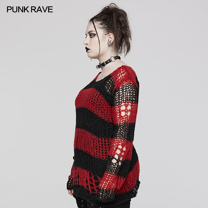Punk Rave Cosima Knit Sweater - Red - Kate's Clothing