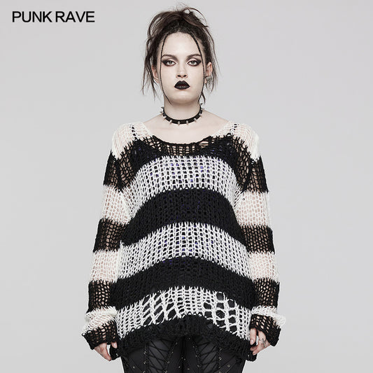 Punk Rave Cosima Knit Sweater - White - Kate's Clothing