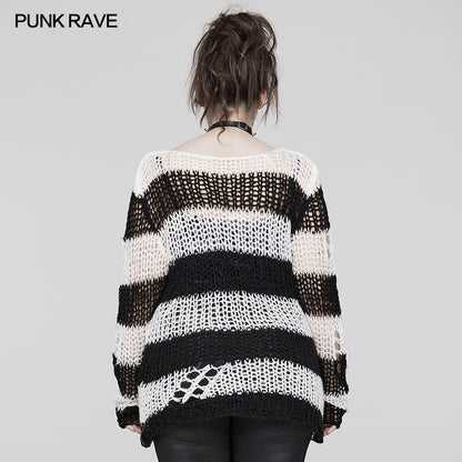 Punk Rave Cosima Knit Sweater - White - Kate's Clothing
