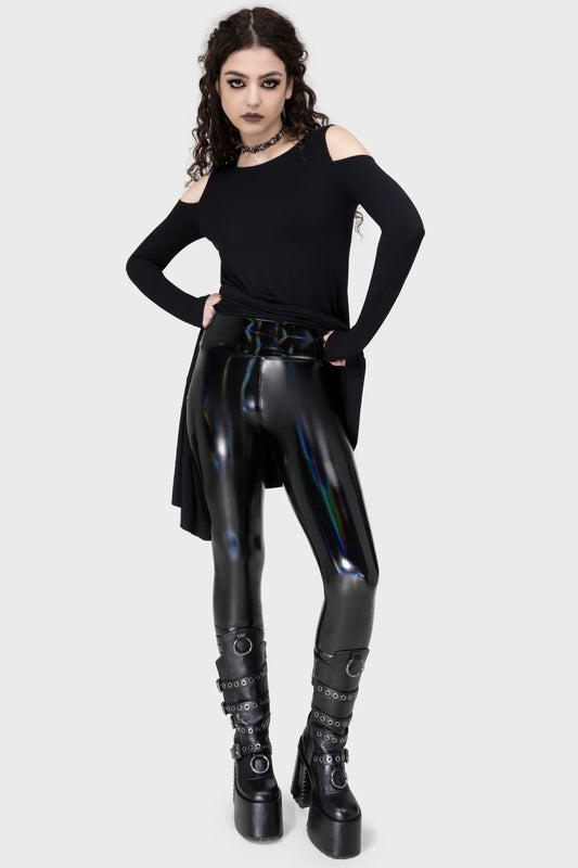 Killstar Darkwaves & Raves Hi-Shine PU Leggings