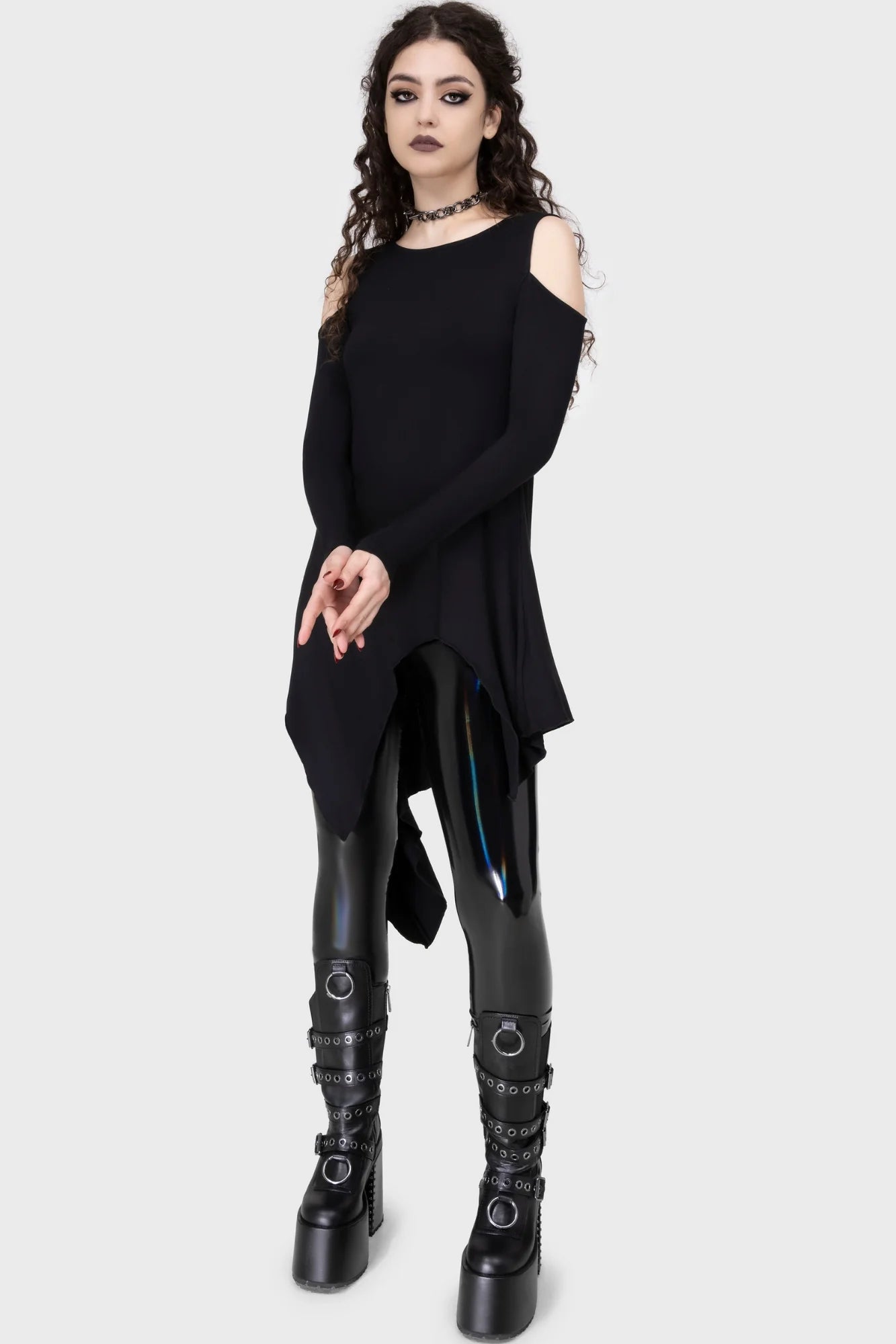 Killstar Darkwaves & Raves Hi-Shine PU Leggings