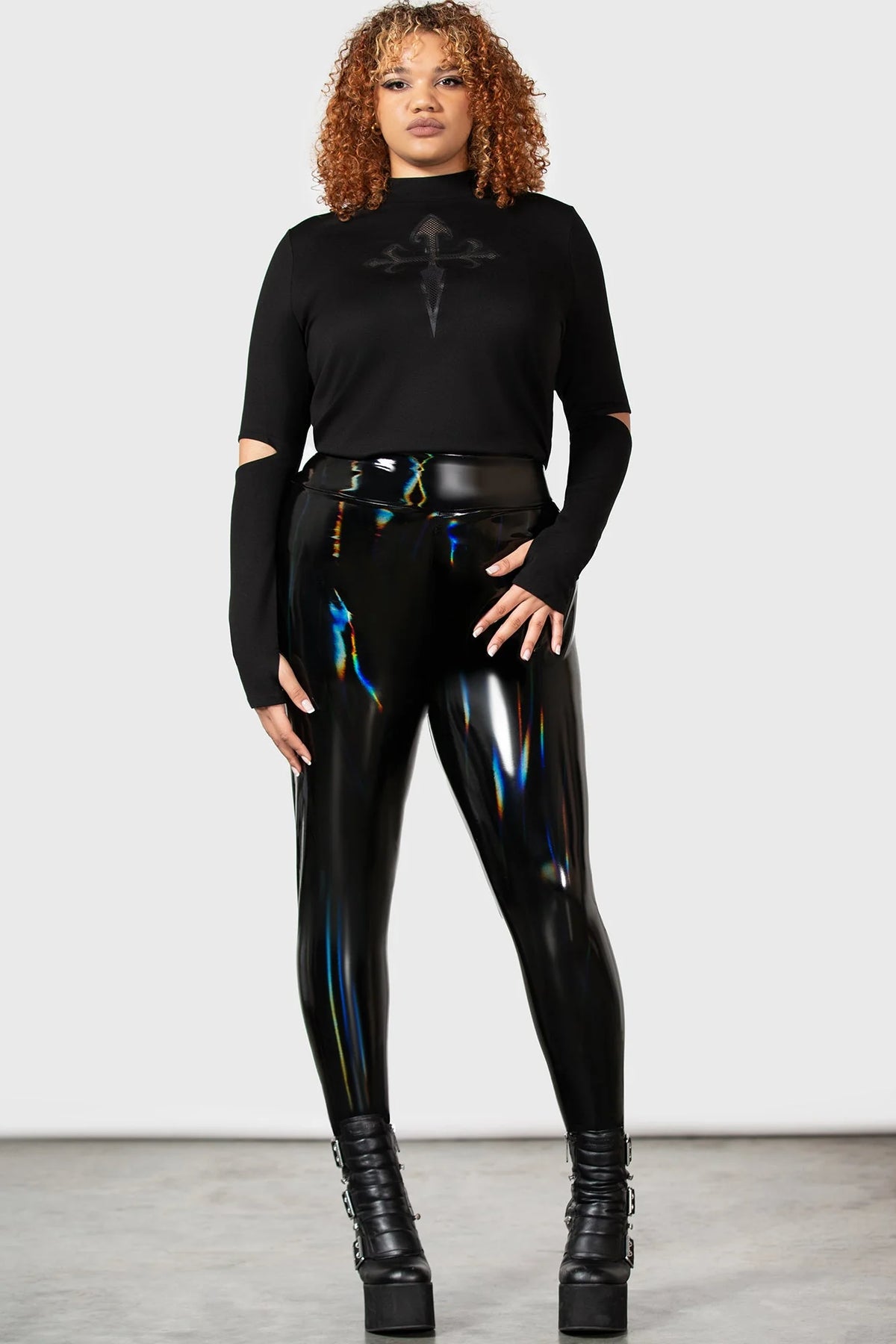 22 On Raves Killstar Darkwaves & Raves Hi-Shine PU Leggings - Size 16 & 22 Left On