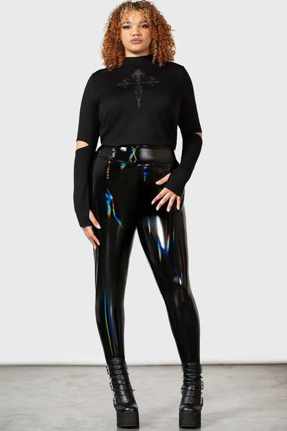 Killstar Darkwaves & Raves Hi-Shine PU Leggings