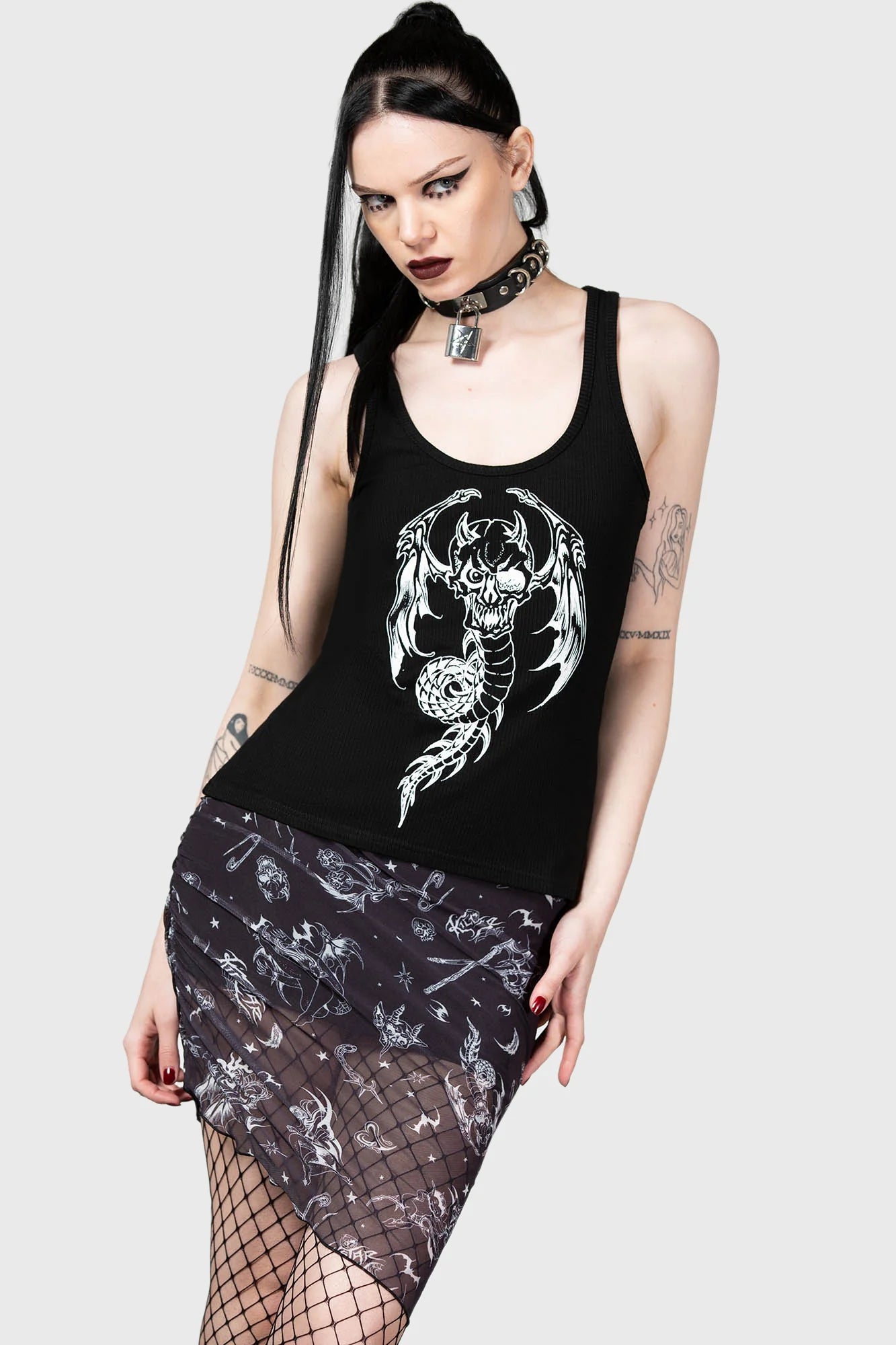 Killstar Dazed Skull Mini Skirt - Kate's Clothing