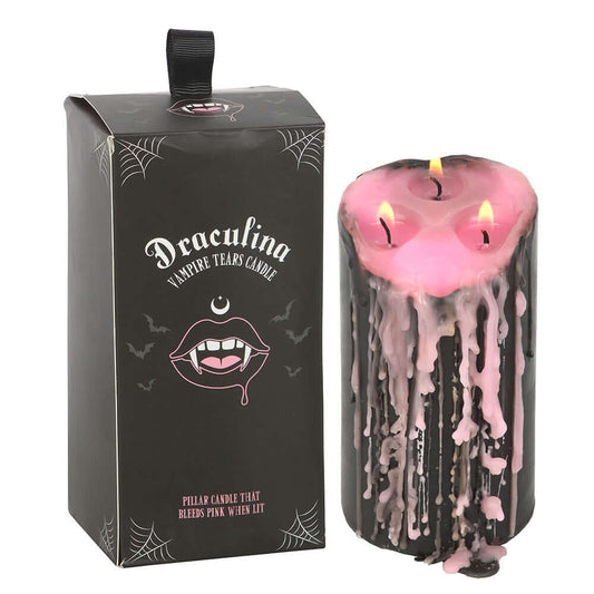 Gothic Gifts Large Pink Vampire Tears Pillar Candle