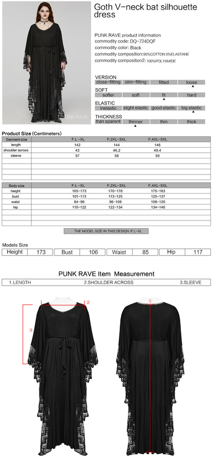 Punk Rave Plus Size Eldora Goth Bat Silhouette Dress