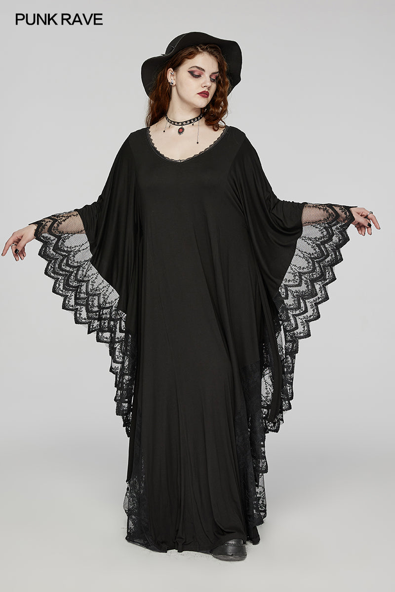 Punk Rave Plus Size Eldora Goth Bat Silhouette Dress