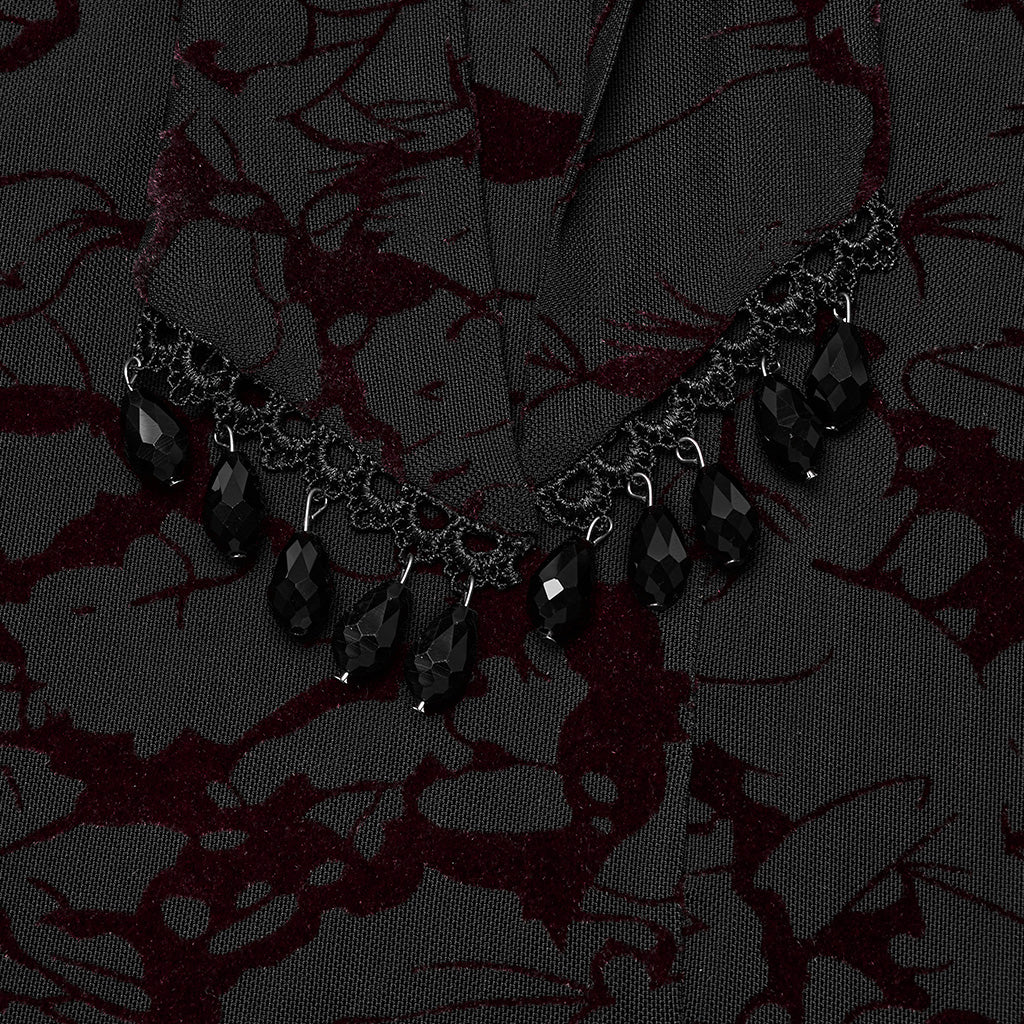 Punk Rave Plus Size Sabrina Black and Burgundy Bat Silhouette Dress - Kate's Clothing