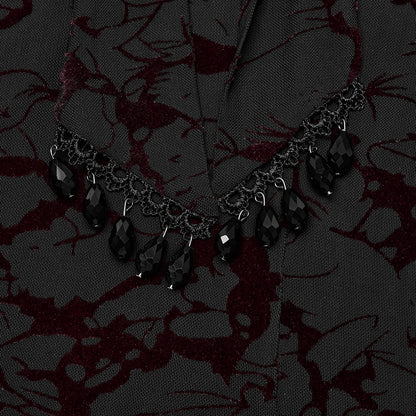 Punk Rave Plus Size Sabrina Black and Burgundy Bat Silhouette Dress - Kate's Clothing