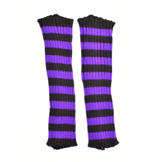 Poizen Industries Purple Stripe Tilly Armwarmers - Kate's Clothing
