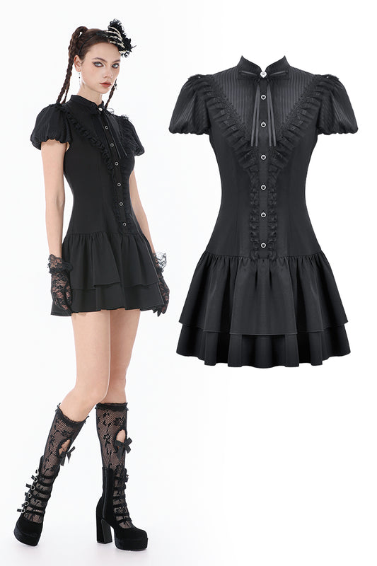 Dark in Love Lolita Bow-Trim Lace Dress