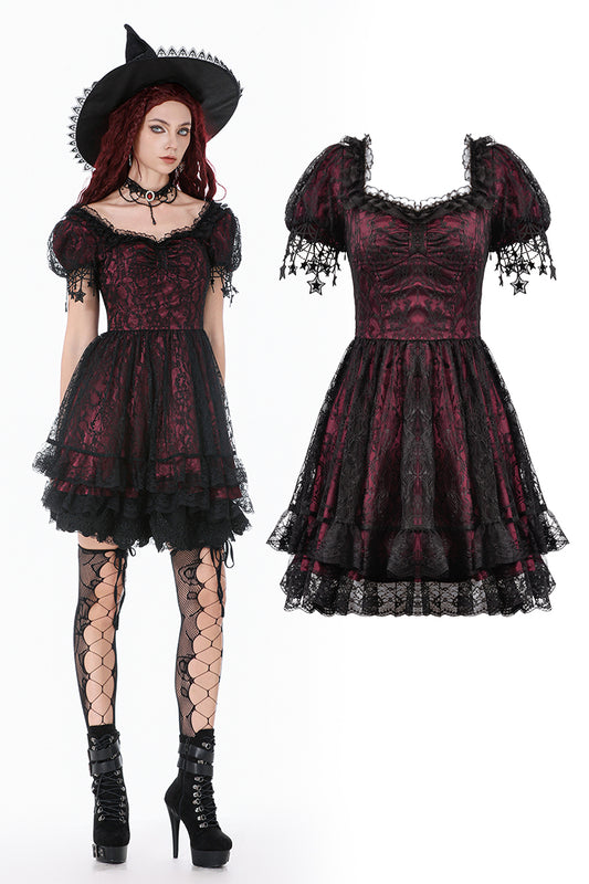 Dark in Love Red Black Lace Princess Dress