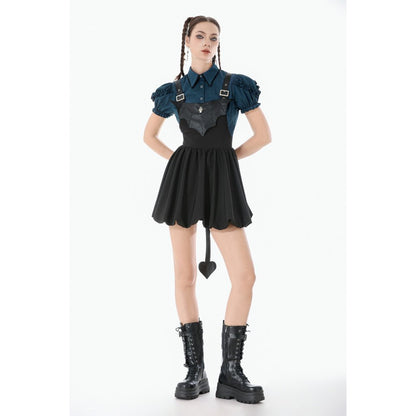 Dark In Love Lilith Bat Harness Bubble Dress styled on a model