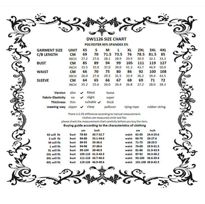 Dark In Love Lilith Bat Harness Bubble Dress size chart