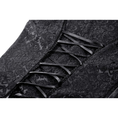 Dark In Love Lilita Gothic Black Top - closeup of satin ribbon lacing