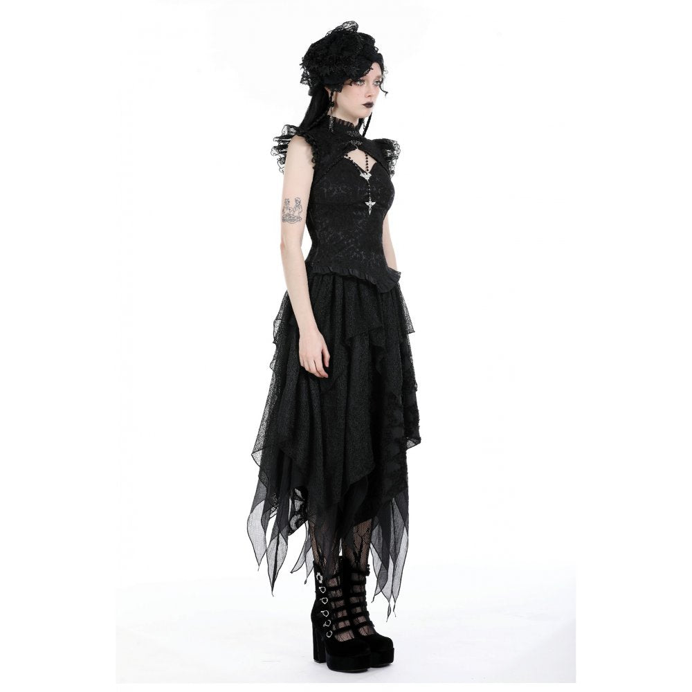 Dark In Love Lilita Gothic Top on a model - Kate's Clothing