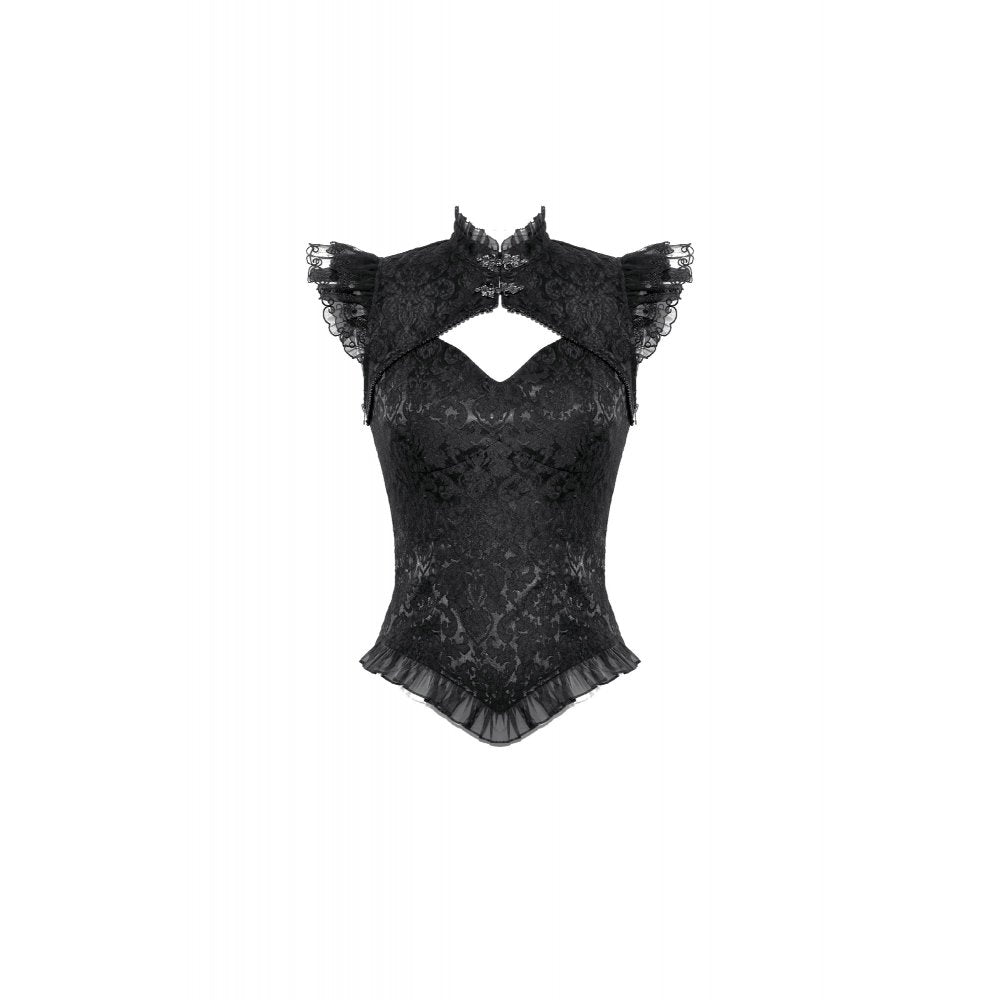 Dark In Love Lilita Gothic Top front view on a white background - Kate's Clothing