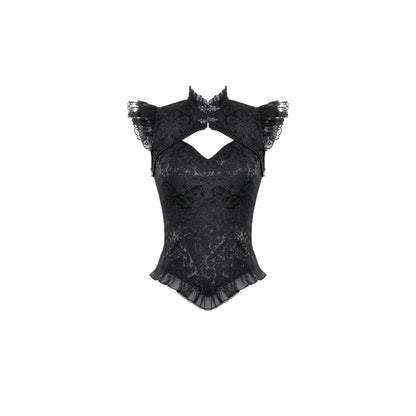 Dark In Love Lilita Gothic Top front view on a white background - Kate's Clothing