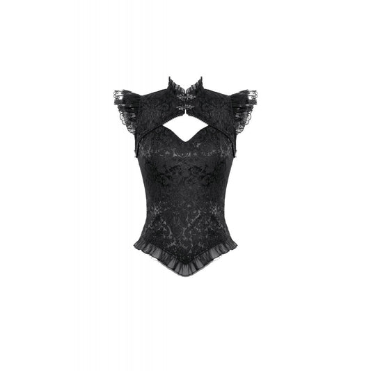 Dark In Love Lilita Gothic Top front view on a white background - Kate's Clothing