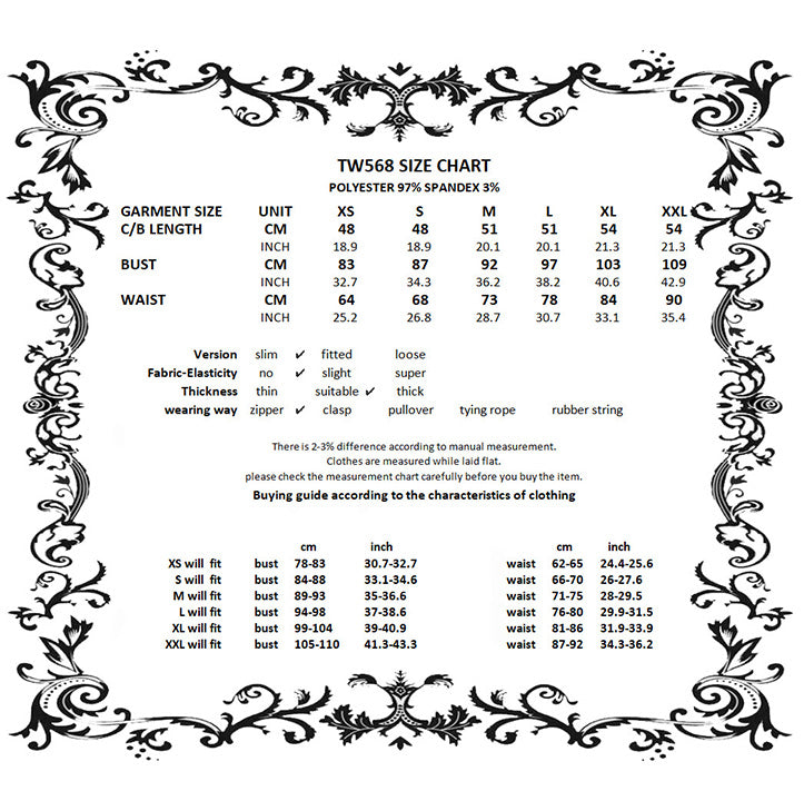 Dark In Love Lilita Top Size Guide - Kate's Clothing