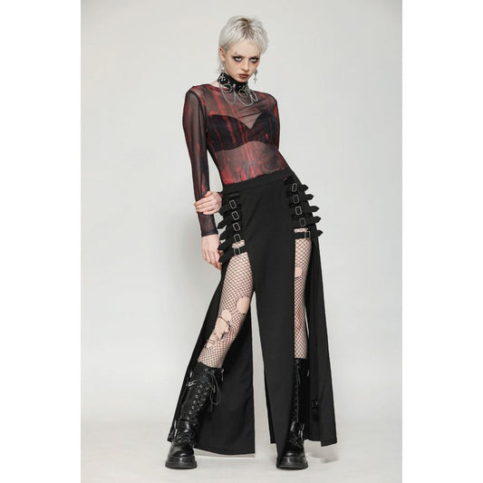Dark in Love Phoenix Black Slit Metal Long Skirt - Kate's Clothing